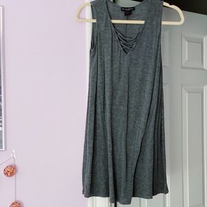 Grey Front-Cross Summer Dress